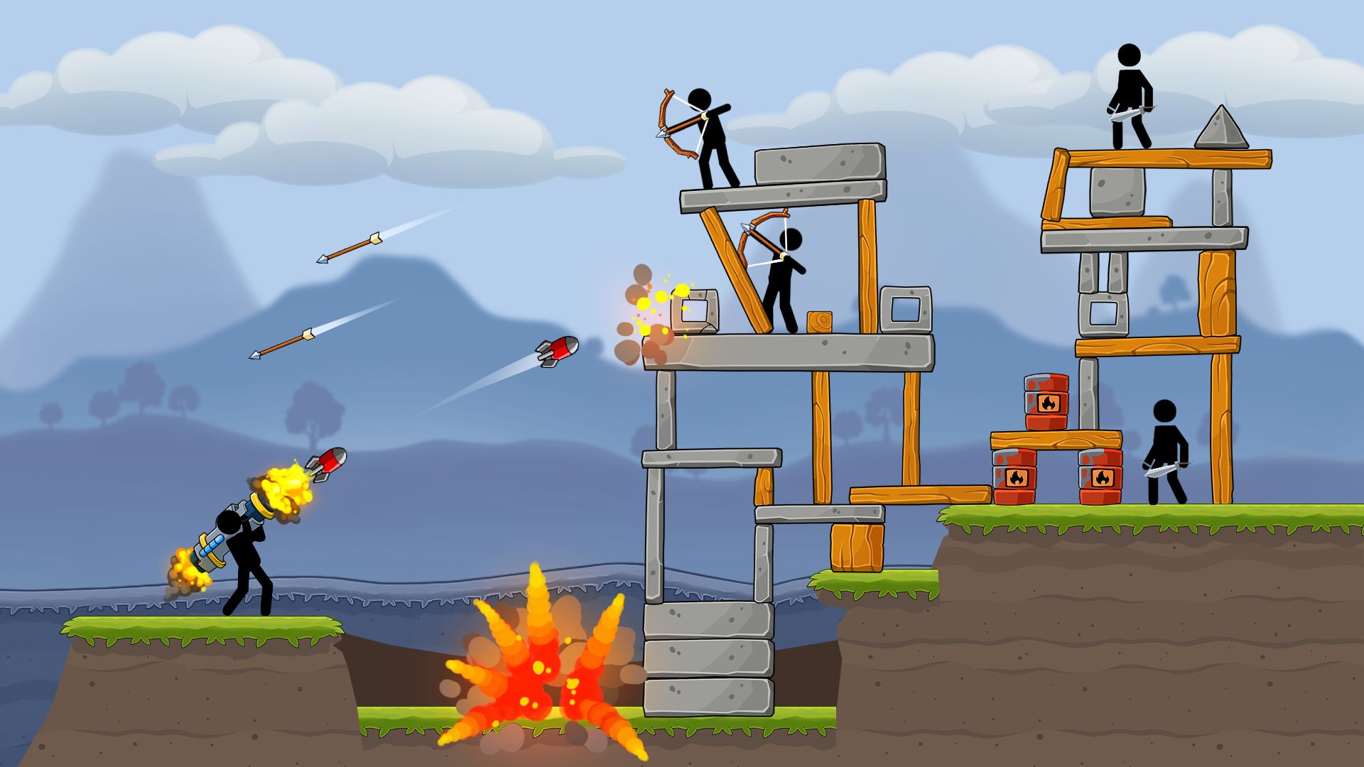 Ladda ner Boom Stick: Bazooka Puzzles: Android Artillery spel till mobilen och surfplatta.