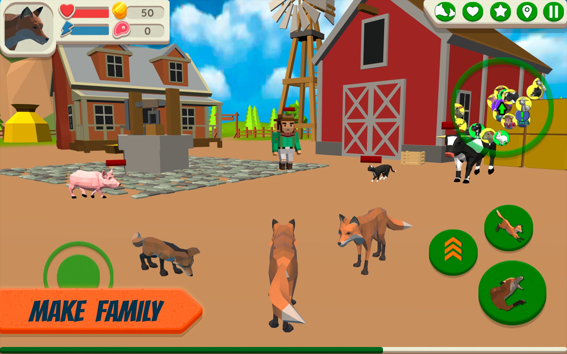 Ladda ner Fox Family - Animal Simulator: Android Animals spel till mobilen och surfplatta.