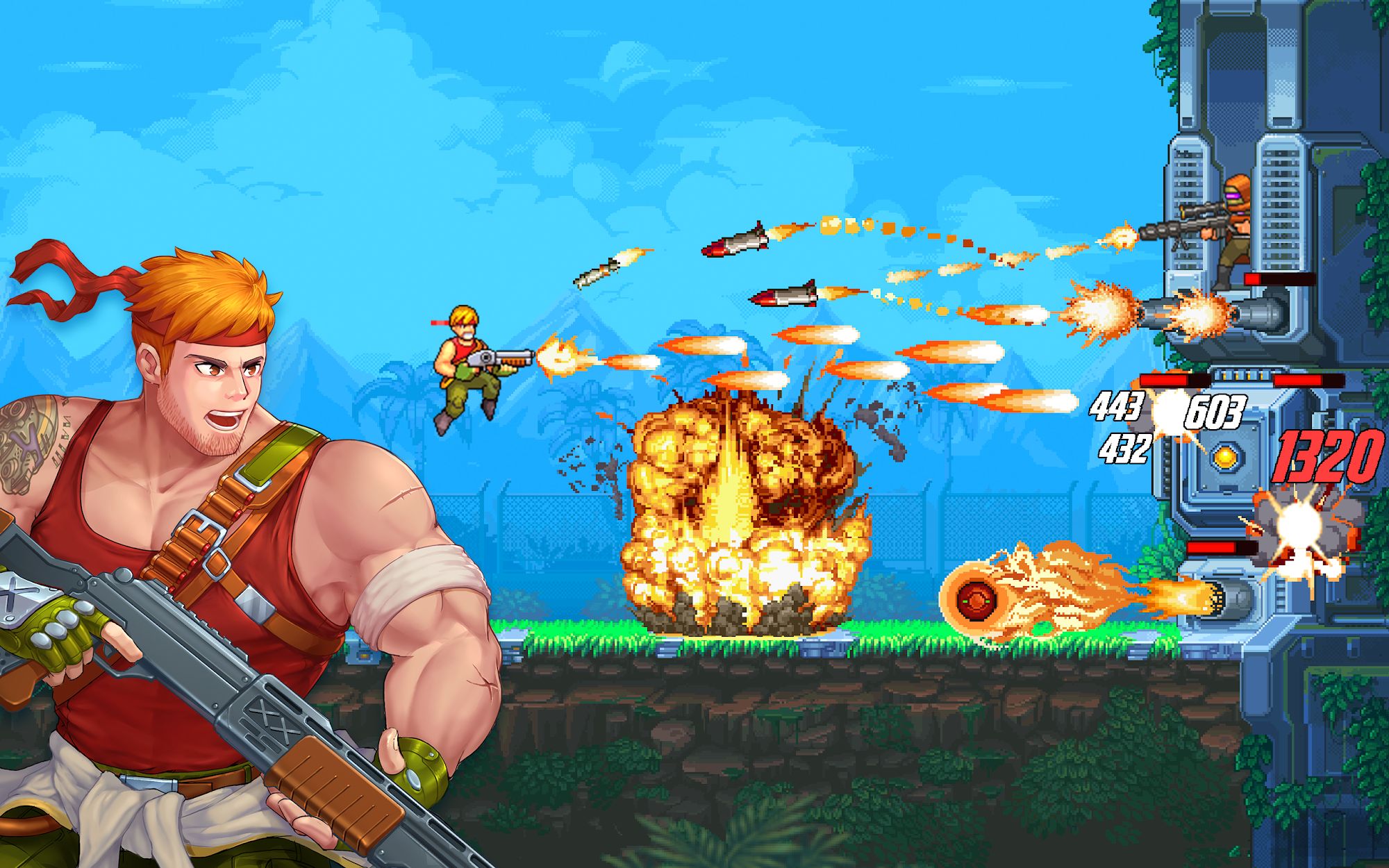 Ladda ner Gun Force: Action Shooting: Android Pixel art spel till mobilen och surfplatta.