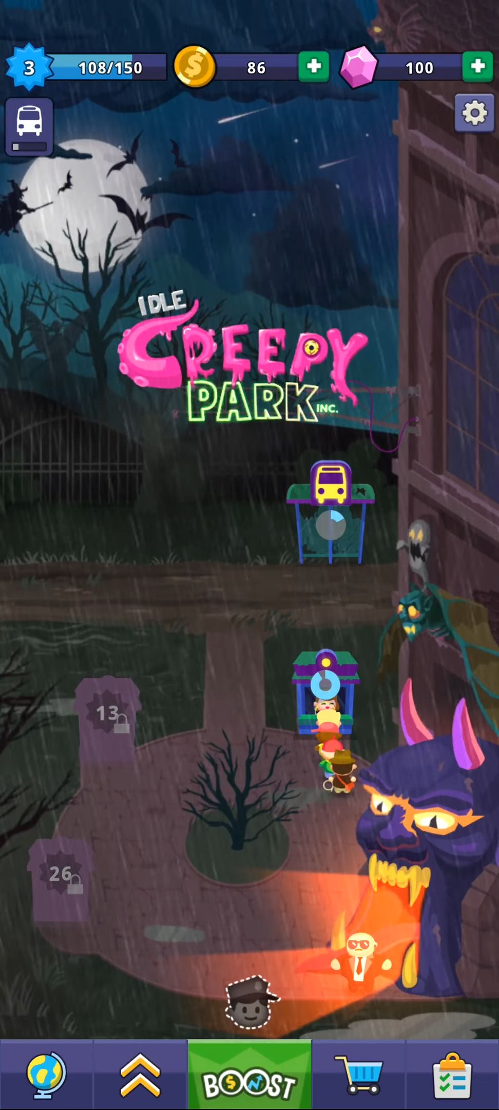 Ladda ner Idle Creepy Park Inc.: Android Clicker spel till mobilen och surfplatta.