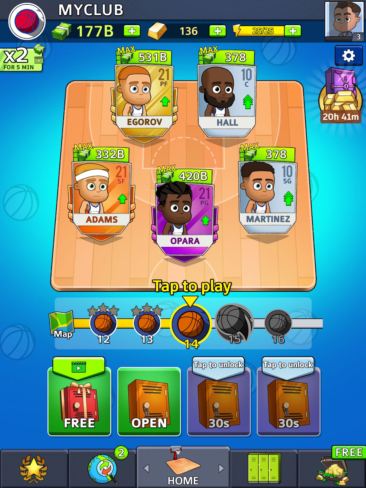 Ladda ner Idle Five - Be a millionaire basketball tycoon: Android Easy spel till mobilen och surfplatta.