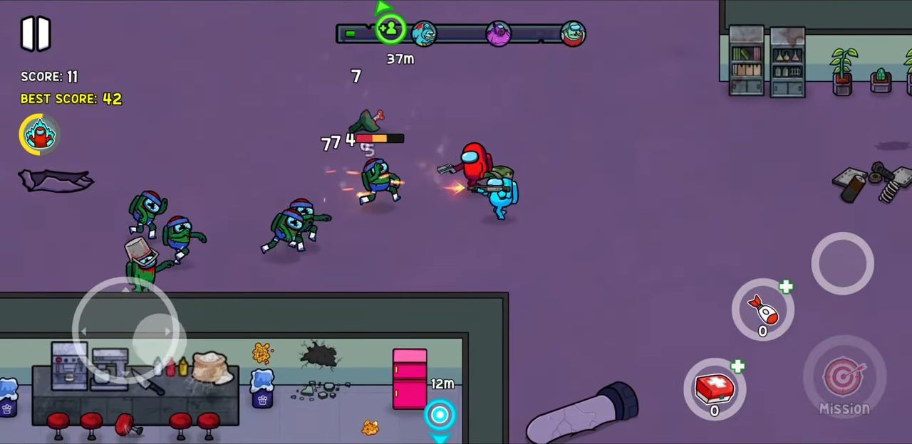 Ladda ner Impostors vs Zombies: Survival: Android Top-down shooters spel till mobilen och surfplatta.