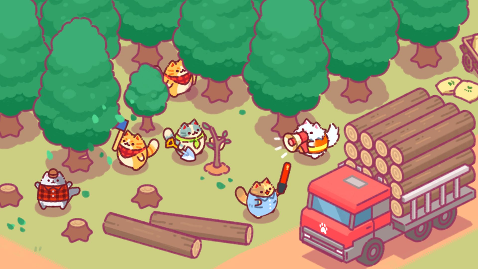Ladda ner Lumbercat: Cute Idle Tycoon: Android Easy spel till mobilen och surfplatta.