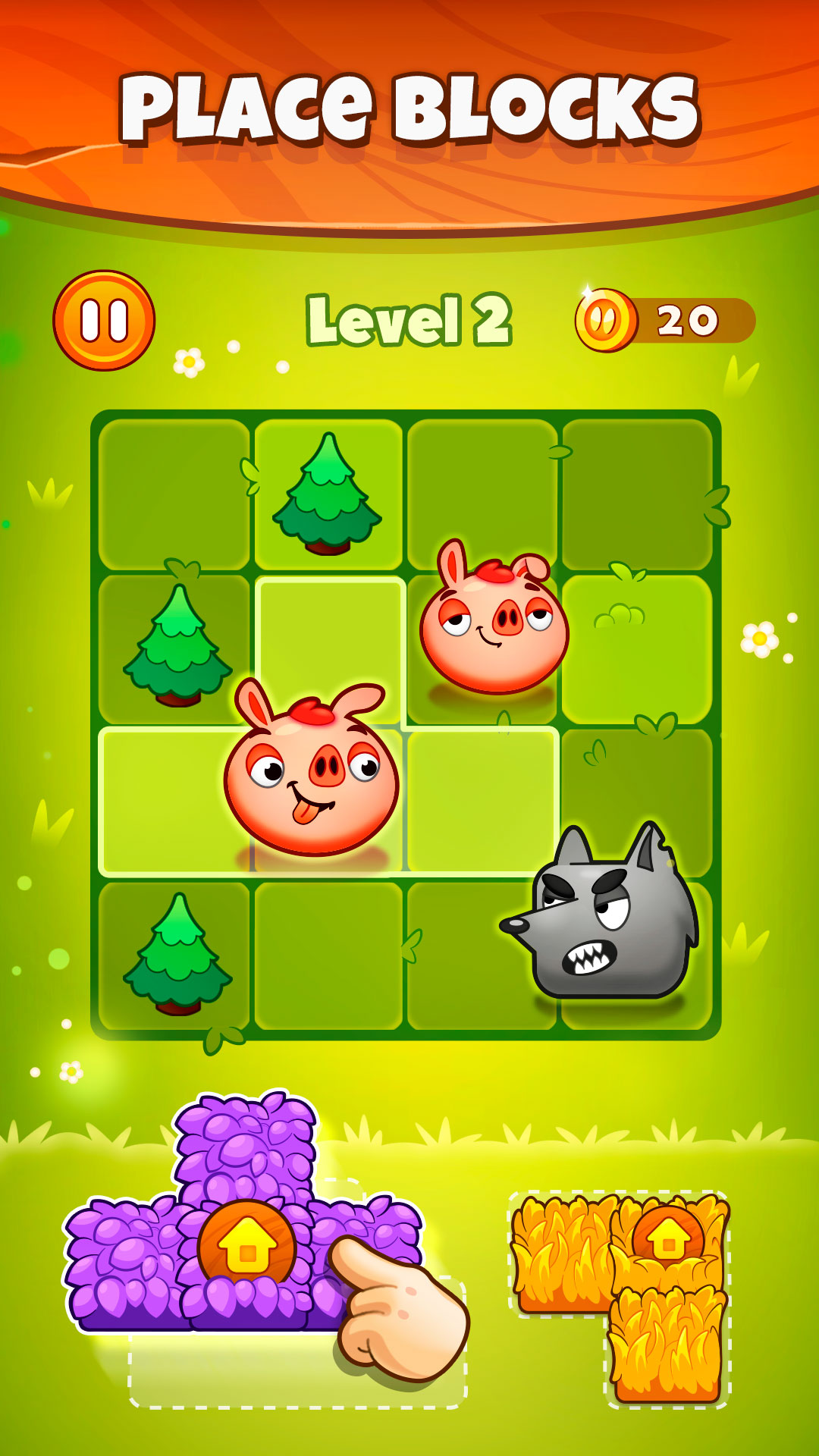 Ladda ner Pigs and Wolf - Block Puzzle: Android Logikspel spel till mobilen och surfplatta.