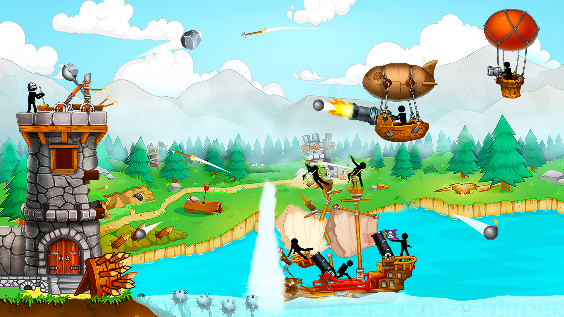 Ladda ner The Catapult: Stickman Pirates: Android Puzzle Shooting spel till mobilen och surfplatta.