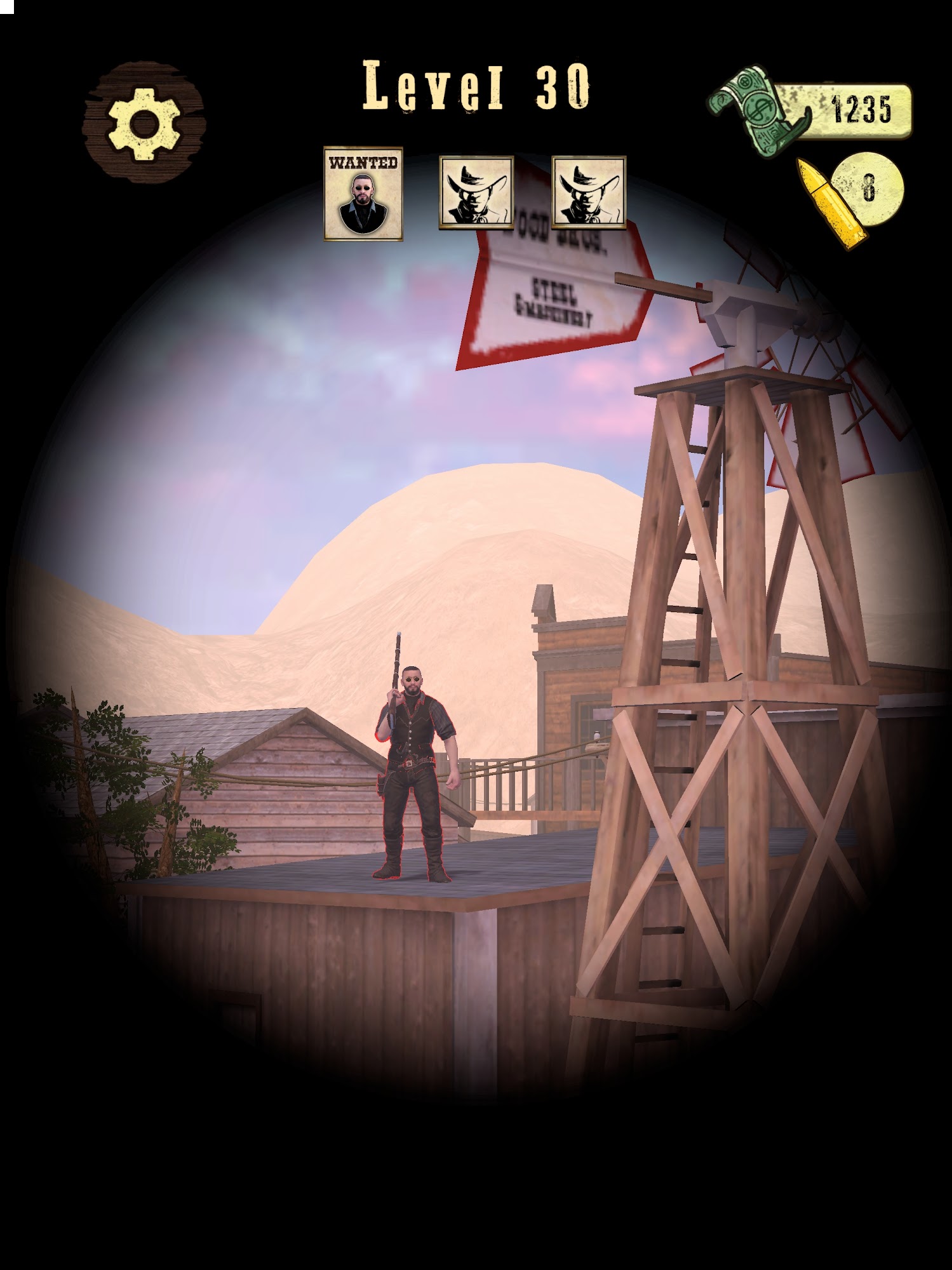 Ladda ner Wild West Sniper: Cowboy War: Android Shooter spel till mobilen och surfplatta.