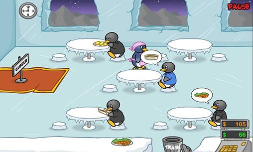 Penguin diner. Ice penguin restaurant