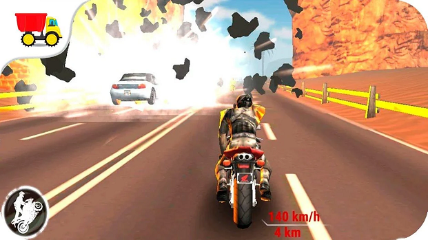 Ladda ner Super 3D Highway Bike Stunt: Motorbike Racing Game på Android 4.4 gratis.