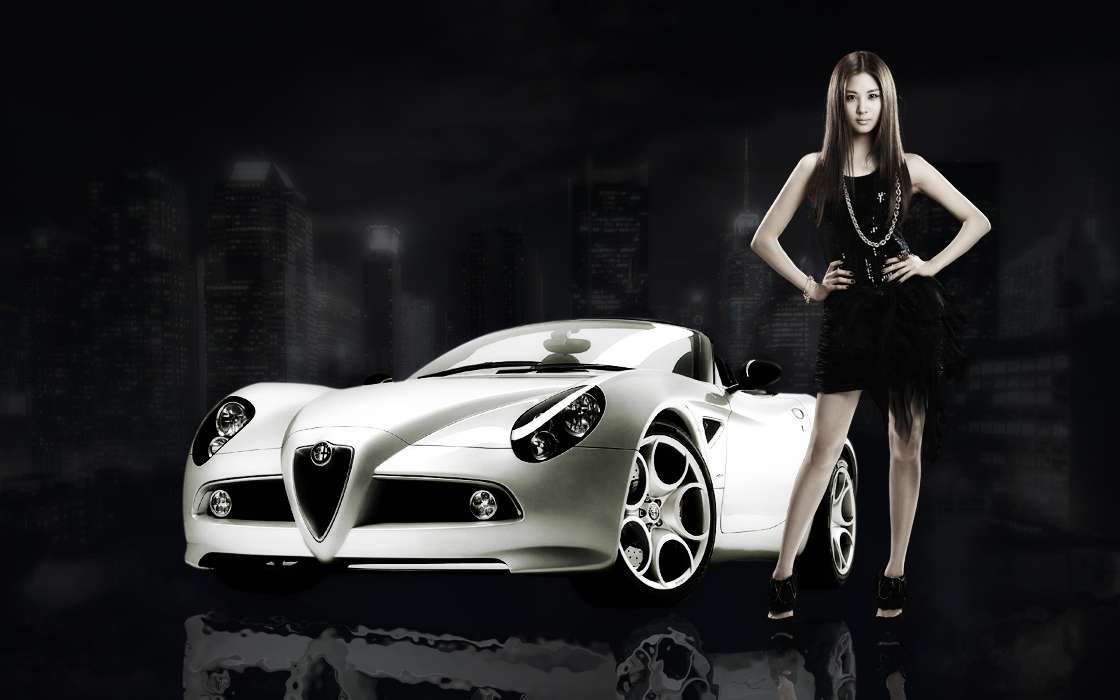 Alfa Romeo, Auto, Asian, Girls, People, Transport