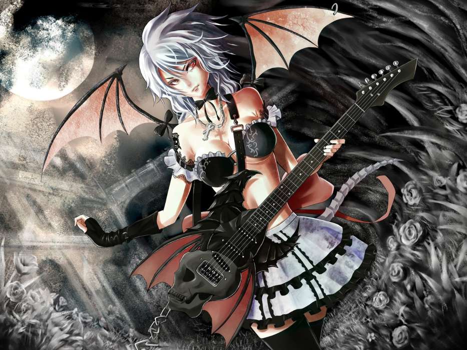 Anime,Demons,Girls,Guitars