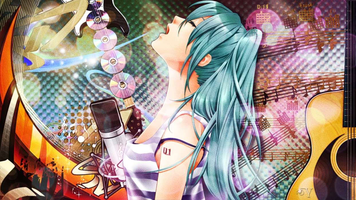 Anime,Girls,Miku Hatsune,Music,Vocaloids