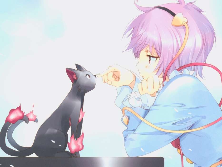 Anime, Girls, Cats