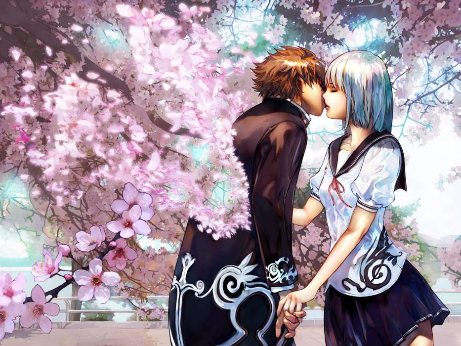 Anime, Girls, Love, Men, Kisses