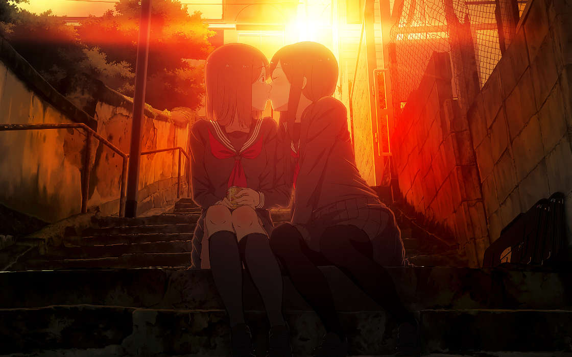 Anime,Girls,Love,Kisses