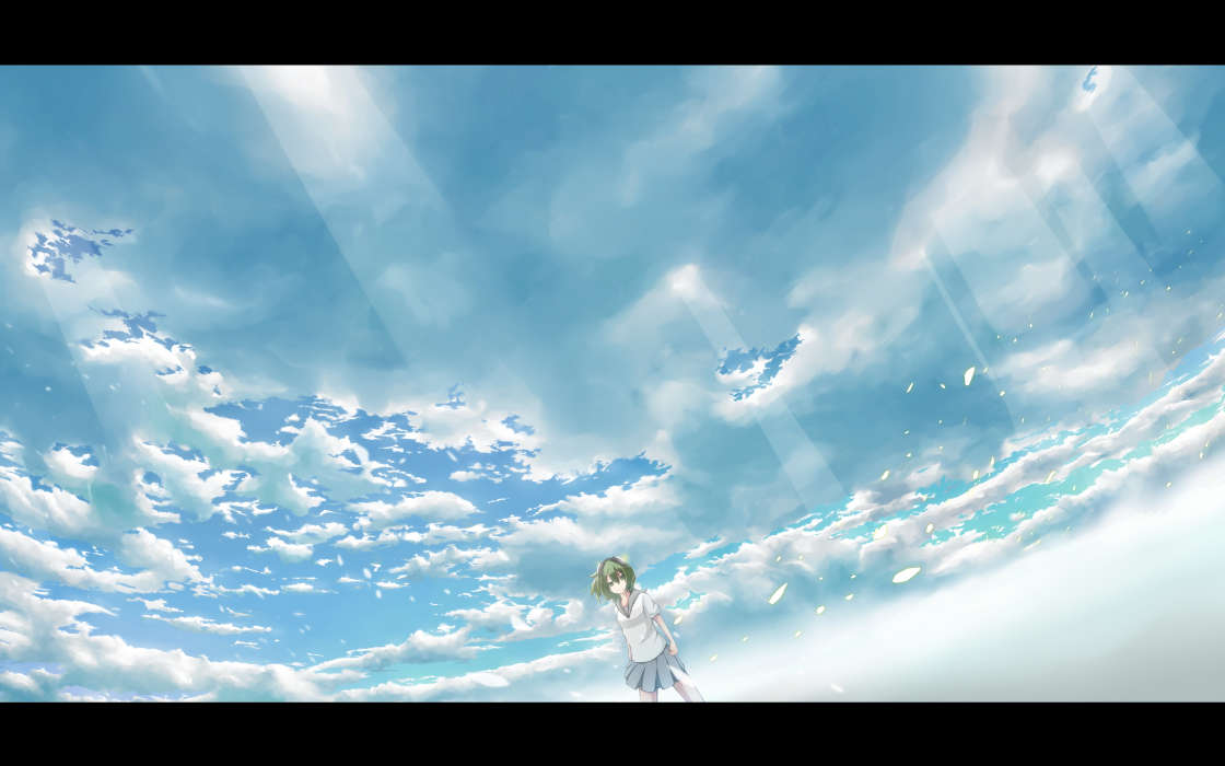 Anime, Girls, Sky, Clouds