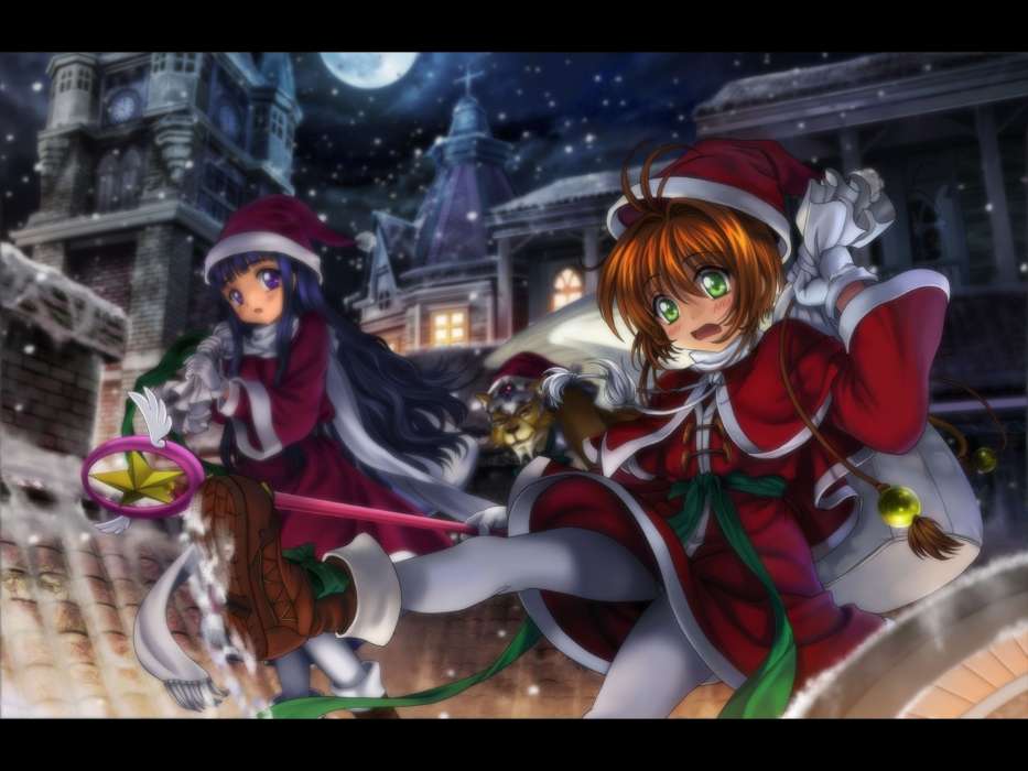Anime, Girls, New Year, Christmas, Xmas