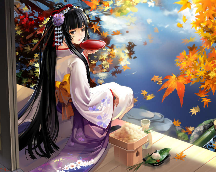 Anime, Girls, Autumn