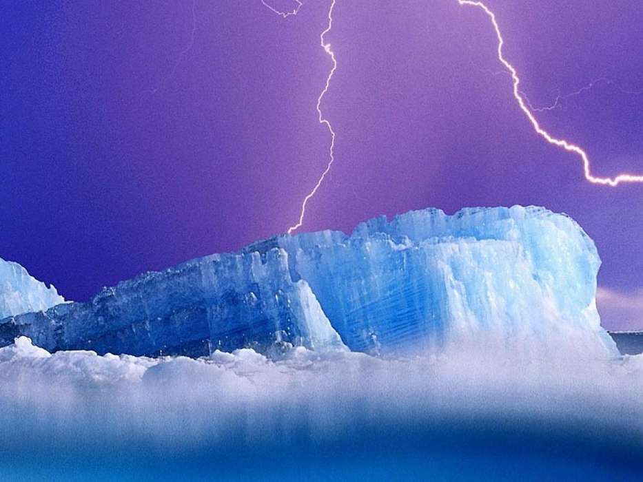Landscape, Lightning, Snow, Antarctica, Arctic