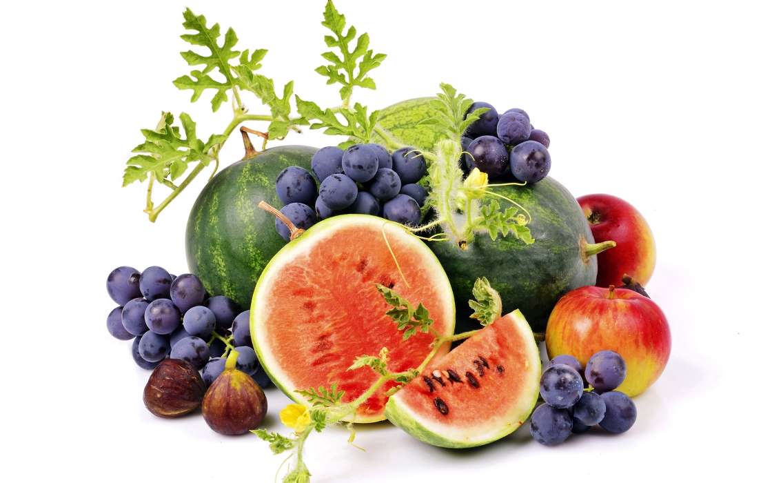 Watermelons, Food, Fruits, Grapes