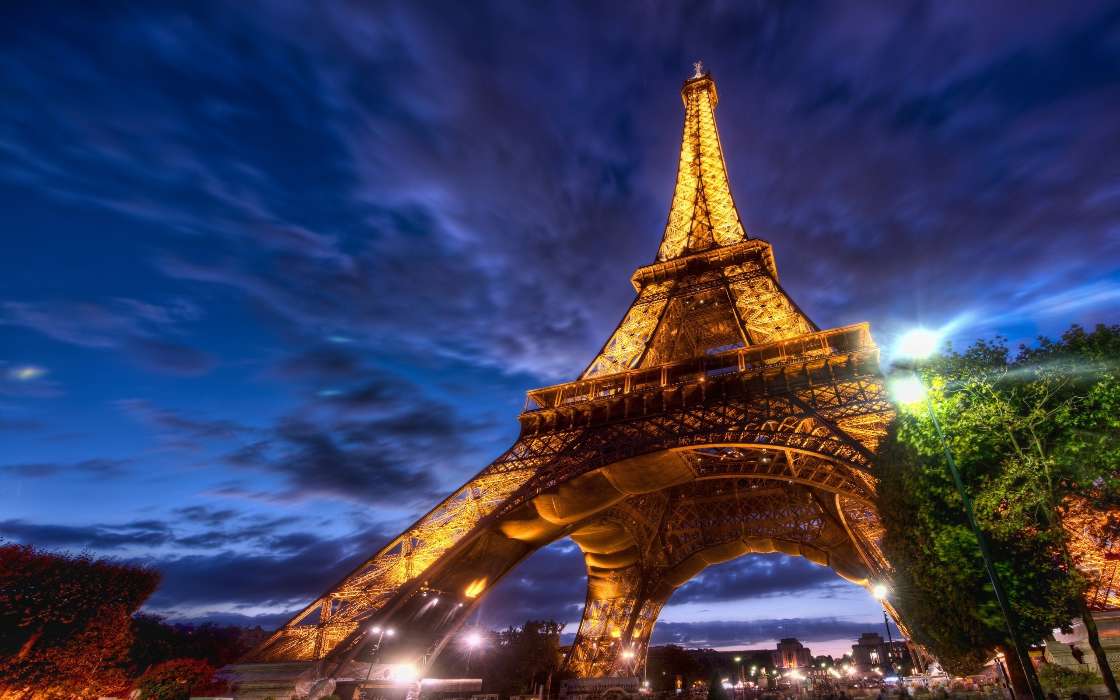 Architecture, Eiffel Tower, Night, Landscape