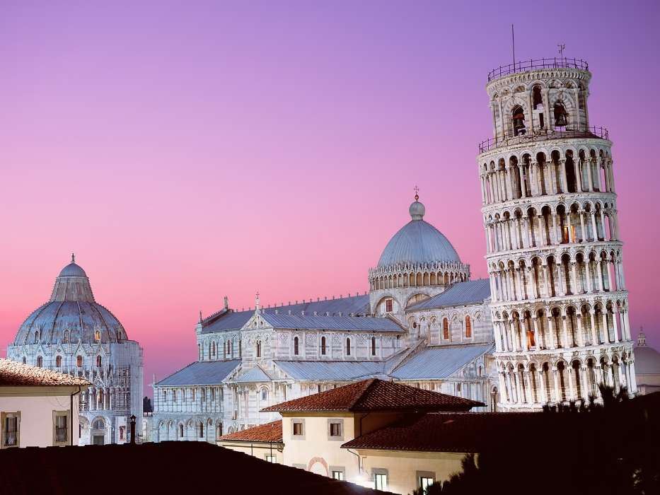 Architecture, Cities, Landscape, Tower of Pisa