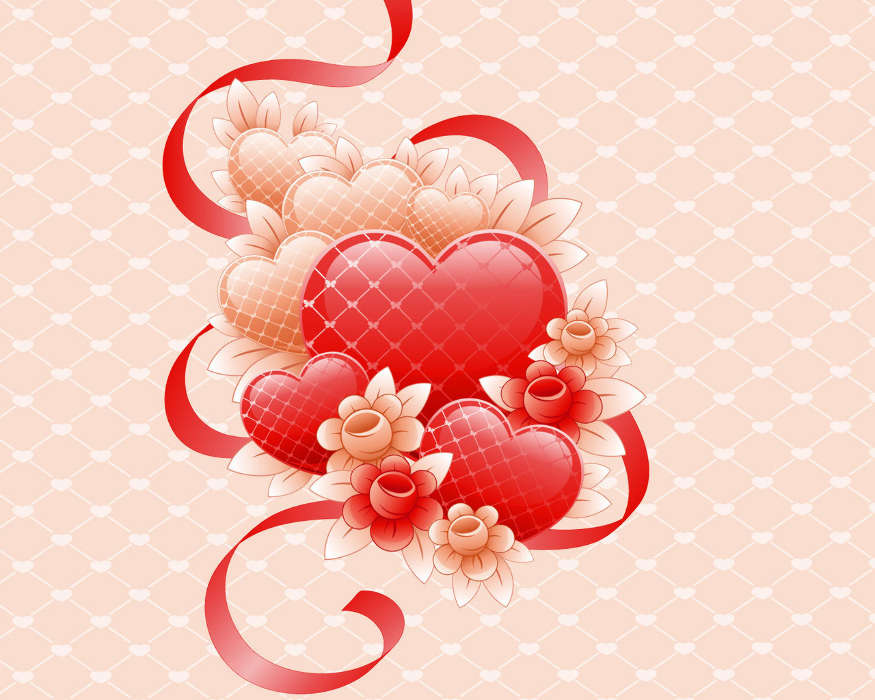 Flowers, Background, Love, Hearts