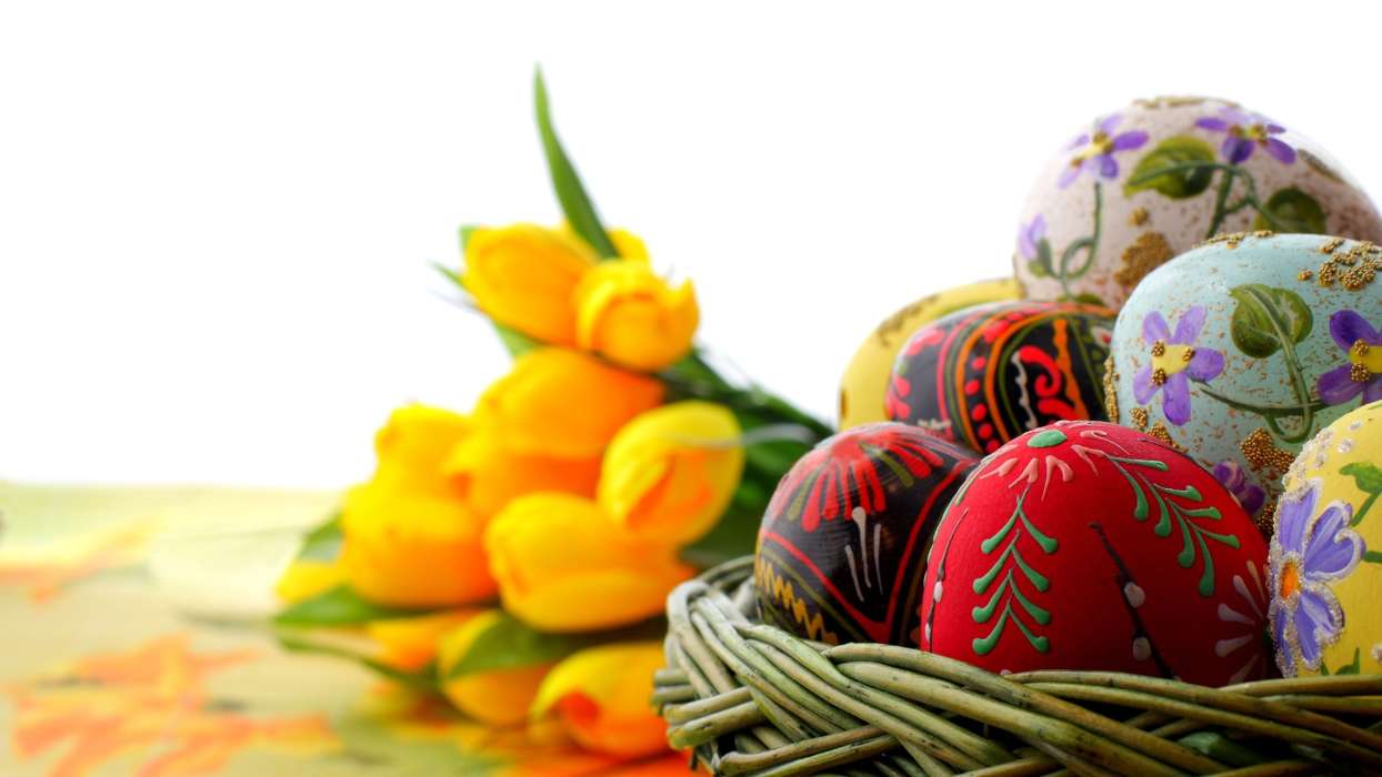 Flowers, Eggs, Objects, Easter, Holidays