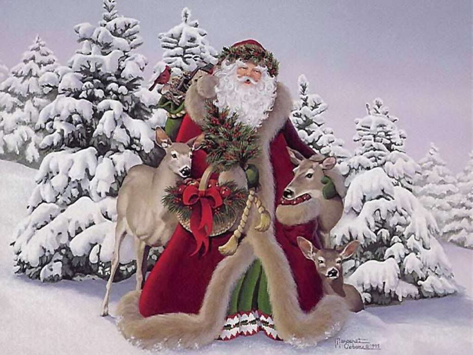 Holidays, Winter, New Year, Jack Frost, Santa Claus, Christmas, Xmas, Drawings