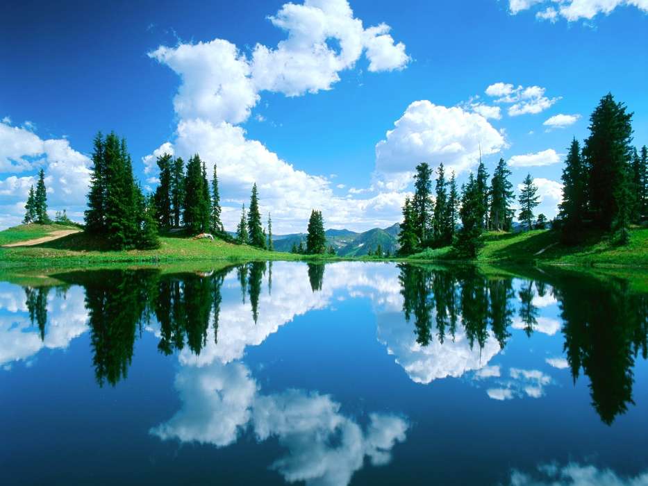 Landscape, Water, Trees, Sky, Lakes