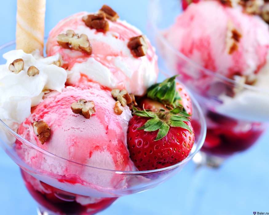 Dessert, Food, Strawberry, Ice cream
