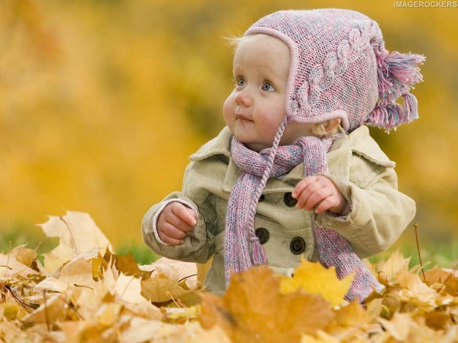 Children, Leaves, People, Autumn