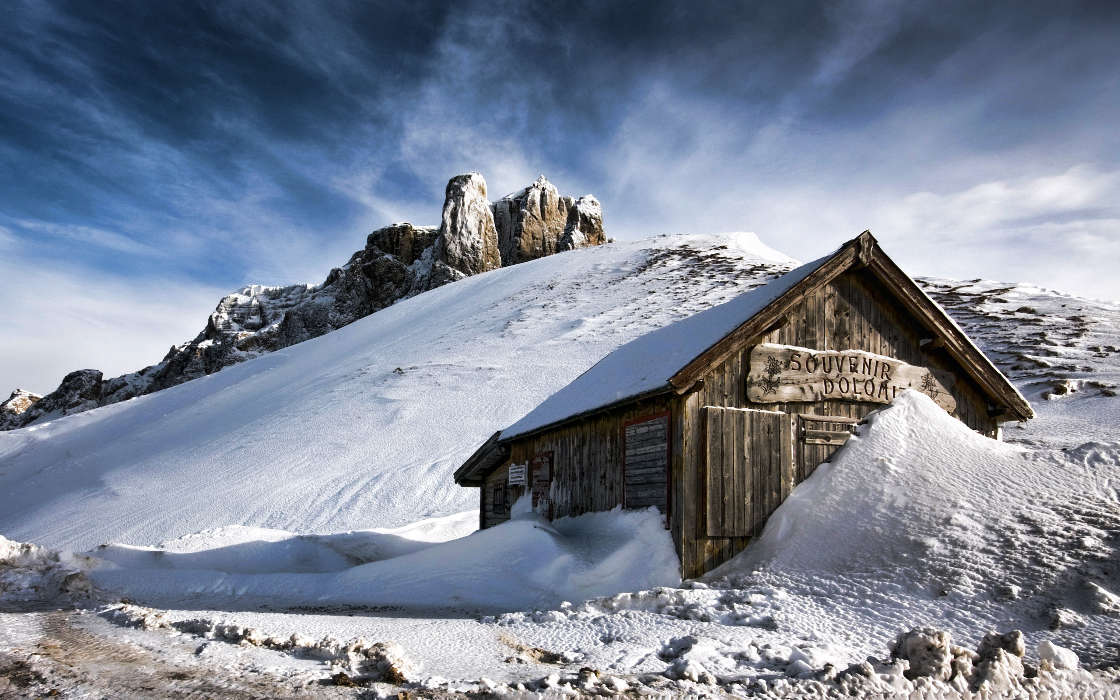 Houses,Mountains,Landscape,Snow
