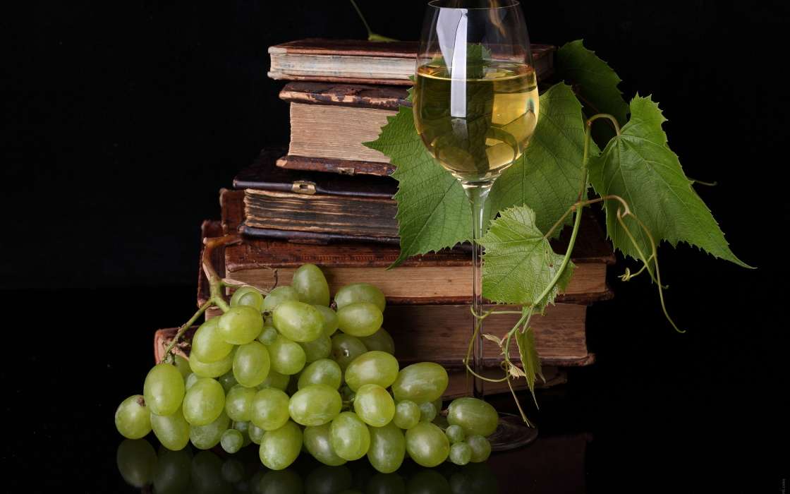 Food, Background, Books, Vine, Grapes