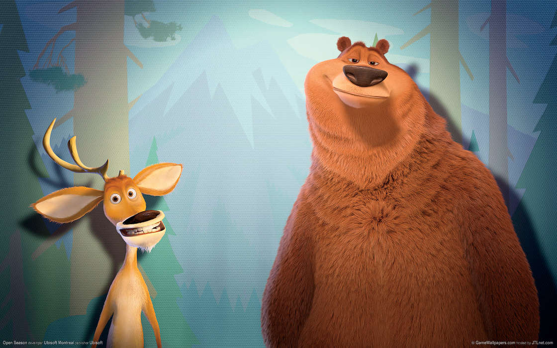 Background, Bears, Cartoon, Deers, Animals
