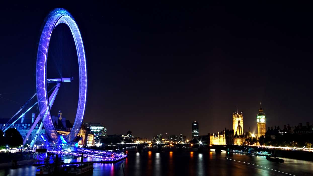 Cities, London, Night, Landscape
