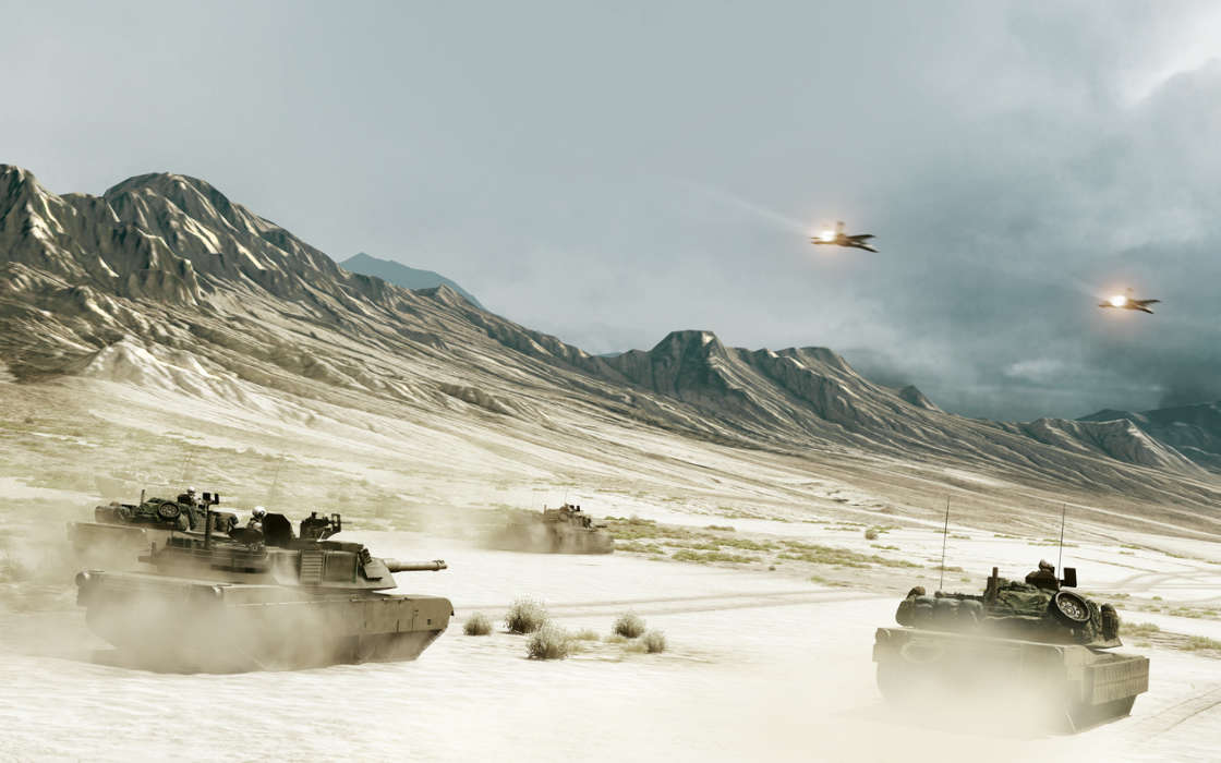 Mountains, Weapon, Landscape, Airplanes, Tanks, Transport