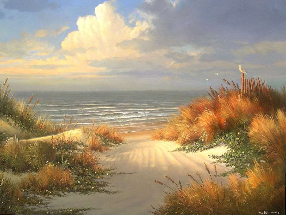 Landscape, Sea, Beach, Paintings