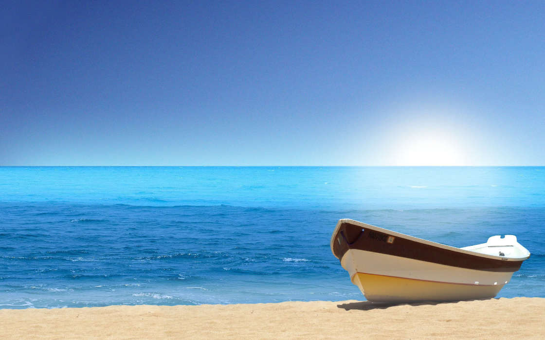 Boats, Sea, Landscape, Sand