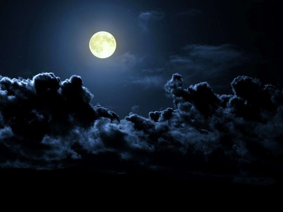 Moon, Sky, Night, Clouds, Landscape