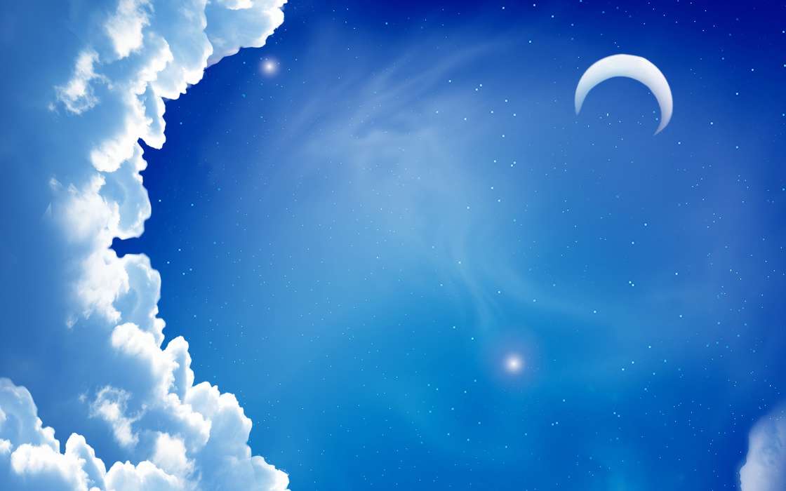 Moon, Sky, Clouds, Pictures, Stars