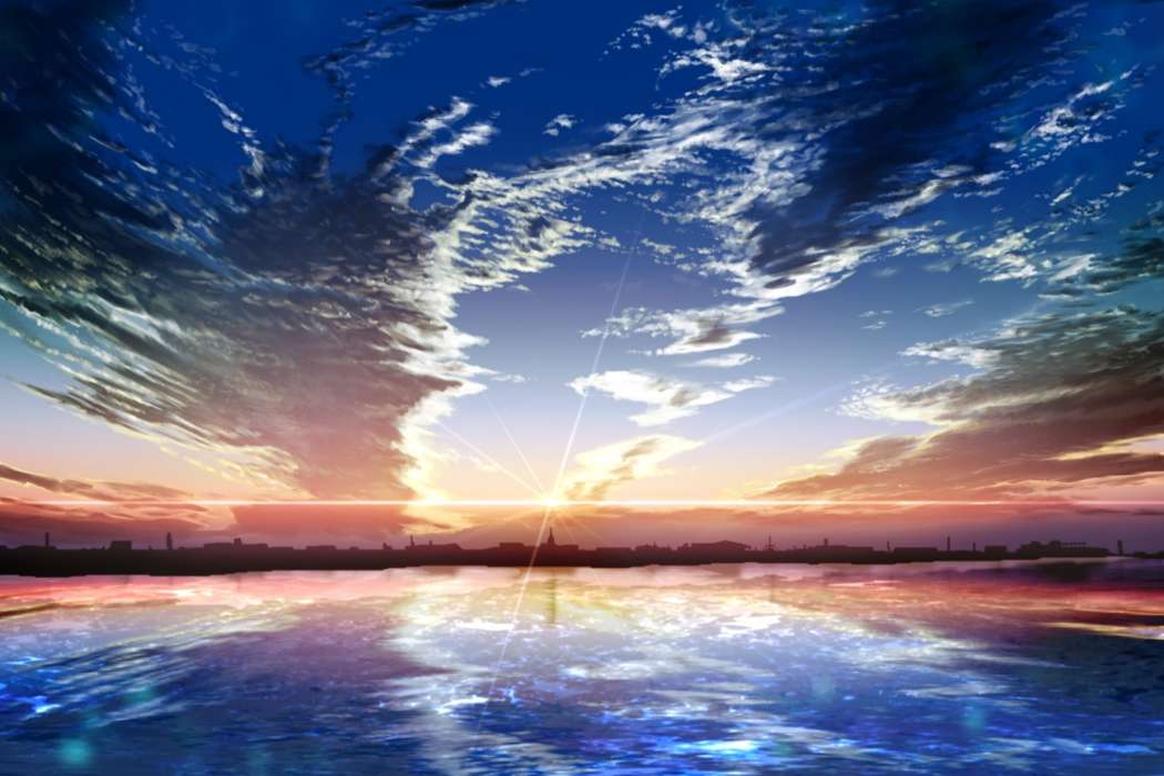 Sea, Sky, Clouds, Landscape, Sunset