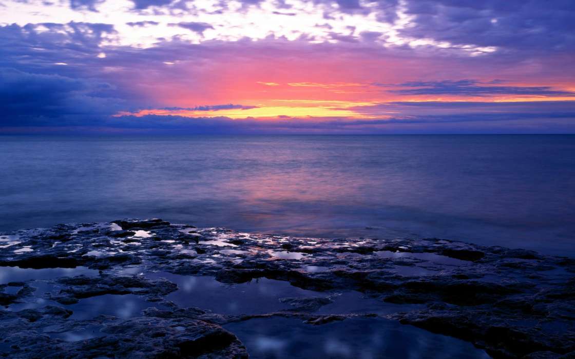Landscape, Water, Sunset, Sea
