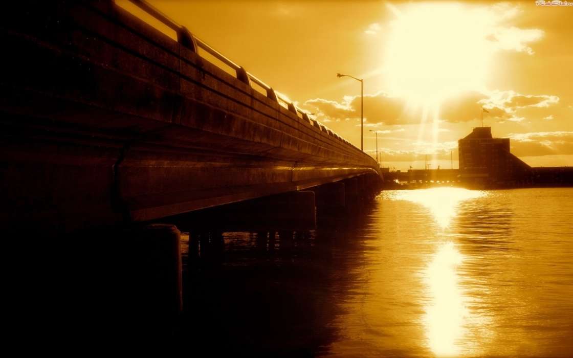 Bridges, Landscape, Sun