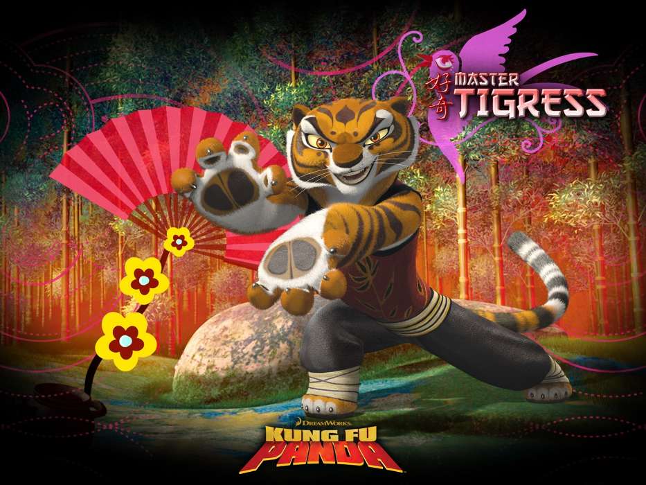 Cartoon, Panda Kung-Fu, Tigers