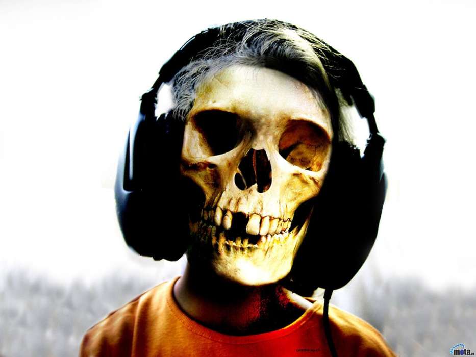 Music, Headphones, Skeletons, Death, Funny