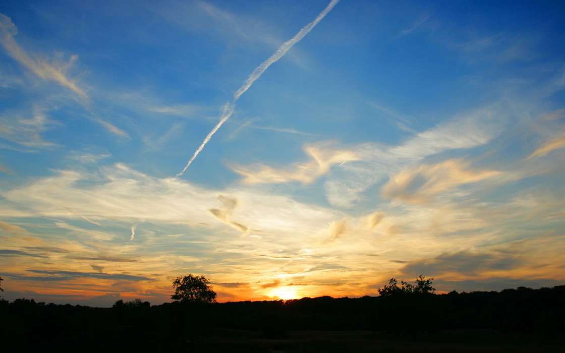 Sky, Clouds, Landscape, Sunset
