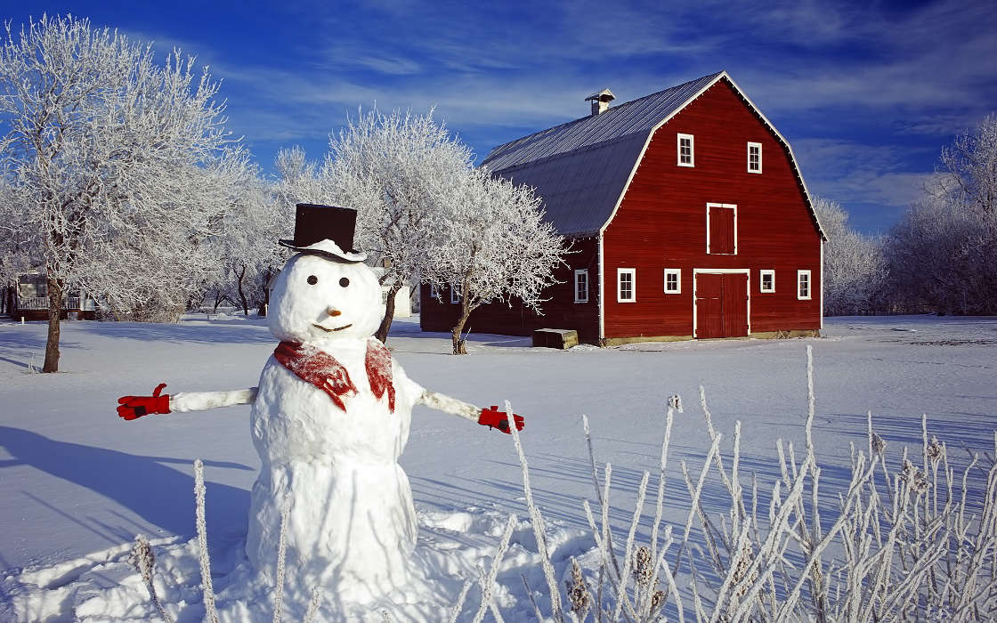 Snowman,Landscape,Winter