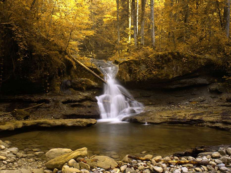 Landscape, Rivers, Autumn, Waterfalls