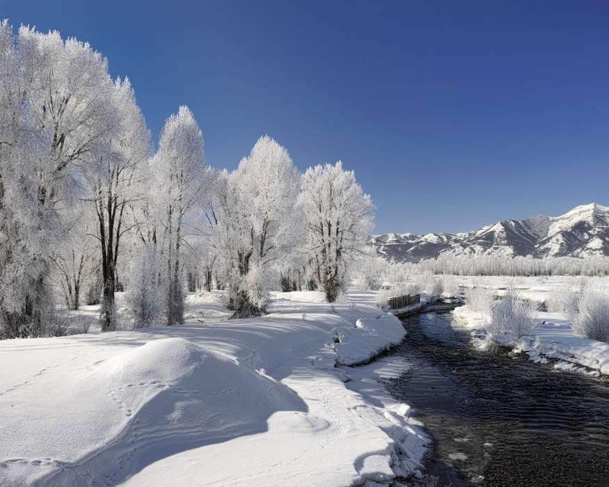 Landscape, Rivers, Snow, Water, Winter