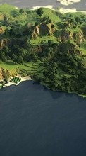 Ladda ner Minecraft, Mountains, Games, Sea, Landscape bilden till mobilen.
